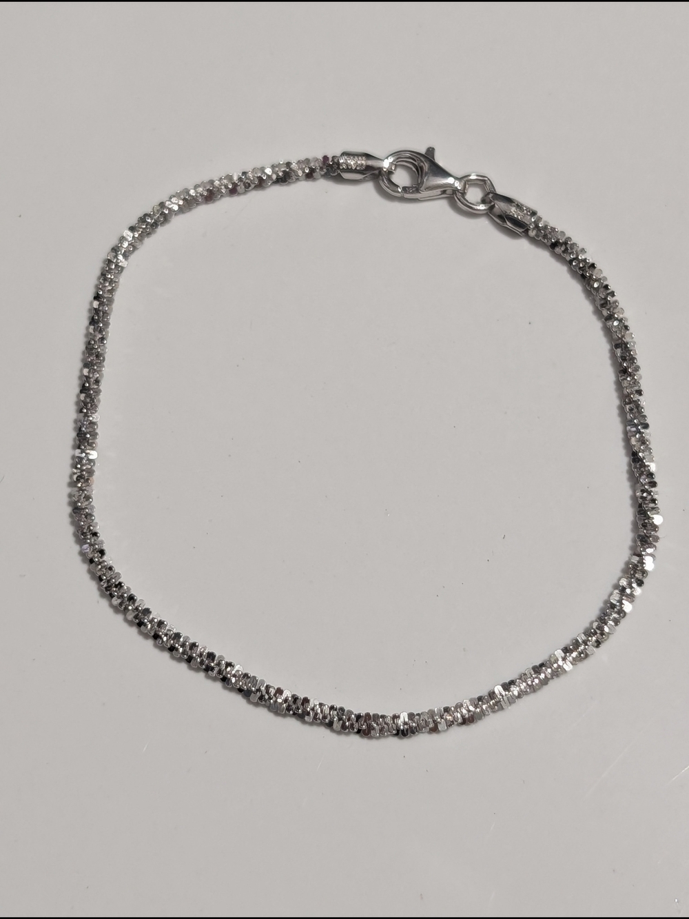 925 Sterling Silver Sparkle Rock Chain Bracelet 7"